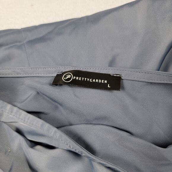 PrettyGarden One-Shoulder Slate Blue Dress Size L New With Tags 845 - Picture 3 of 9